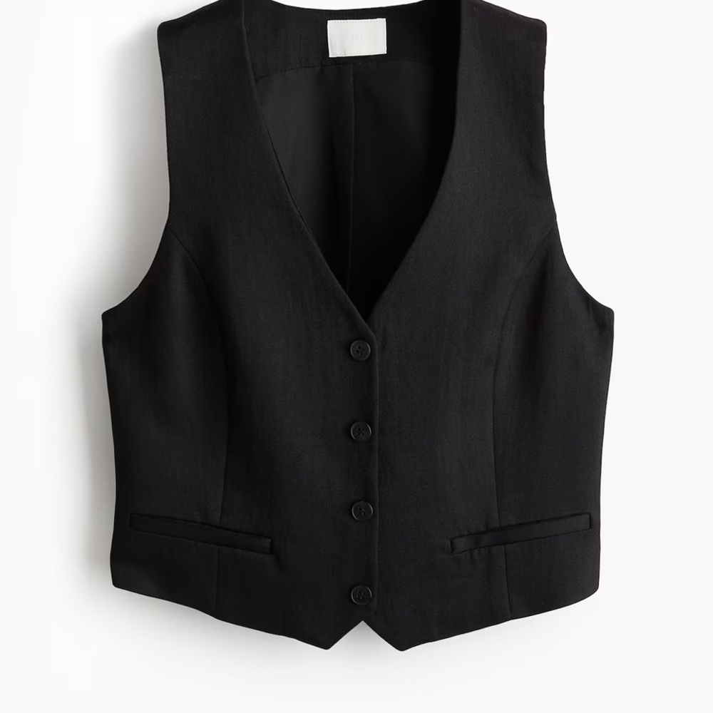 NWT H&M fitted vest iV-neck, buttons at front, and welt front pockets. size S - Picture 7 of 8